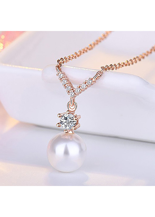 Jewels Galaxy Rose Gold Plated American Diamond Studded Contemporary Korean Pendant