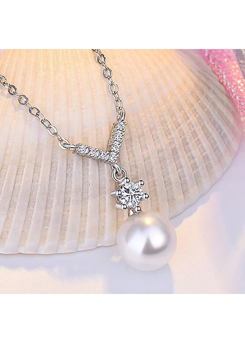 Jewels Galaxy Silver Plated American Diamond Studded Contemporary Korean Pendant