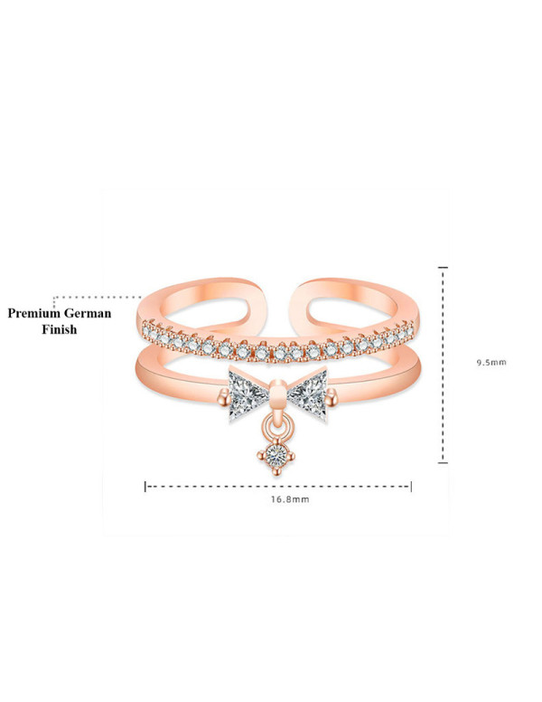 Jewels Galaxy Rose Gold Plated American Diamond Studded Contemporary Korean Finger Ring