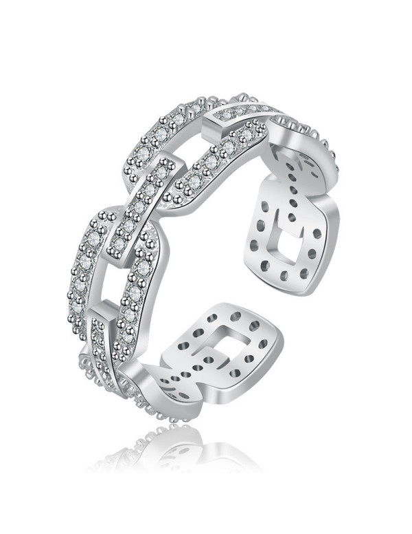 Jewels Galaxy Silver Plated American Diamond Studded Contemporary Korean Finger Ring