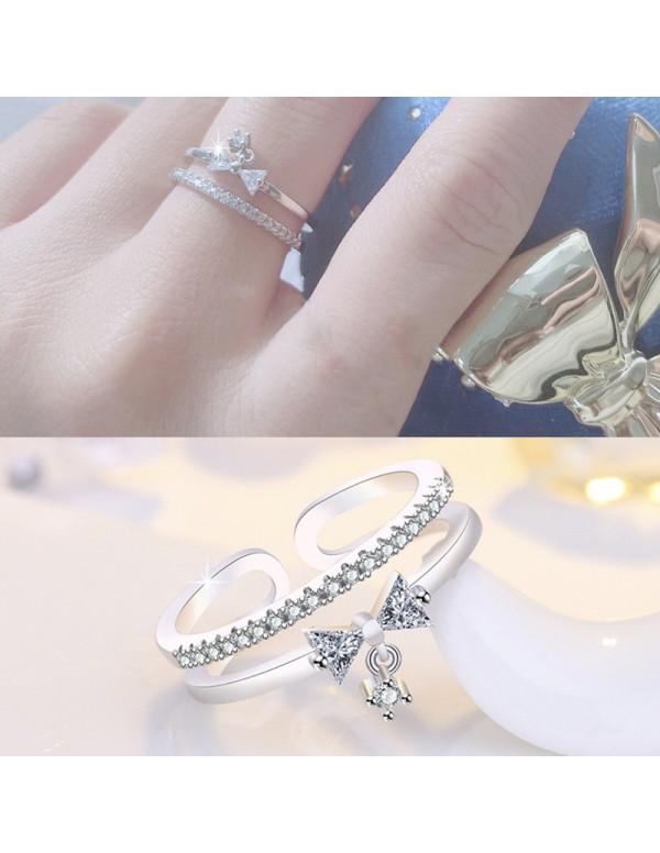 Jewels Galaxy Silver Plated American Diamond Studded Contemporary Korean Finger Ring