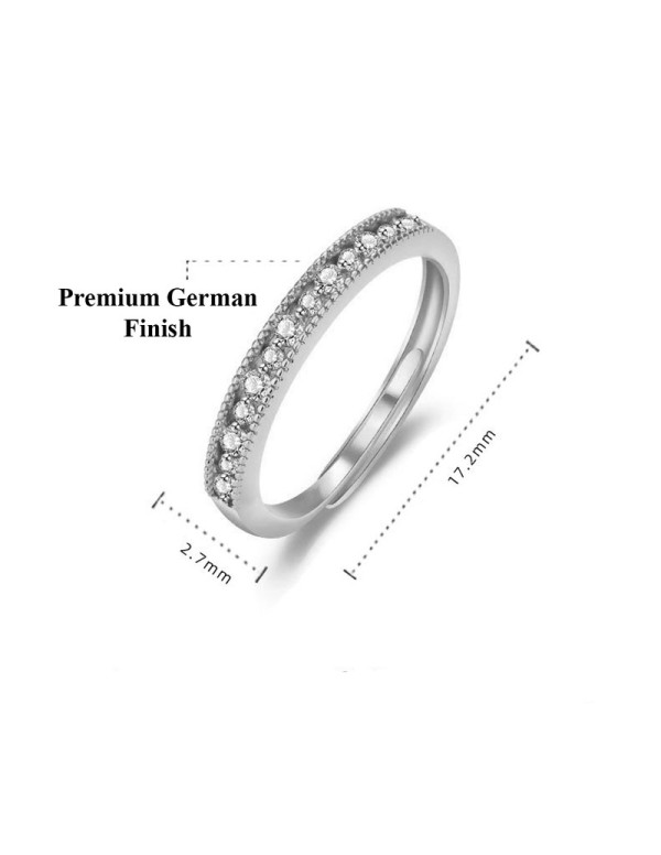 Jewels Galaxy Silver Plated American Diamond Studded Contemporary Korean Finger Ring