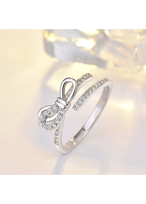 Jewels Galaxy Silver Plated American Diamond Studded Contemporary Korean Finger Ring