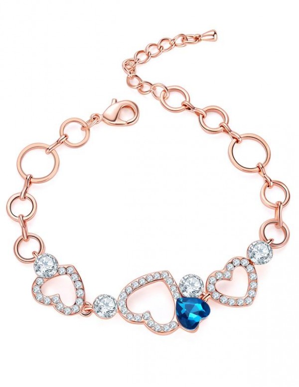 Rose-Gold Plated Charm Bracelet with Classic Heart Design White / Rose Gold